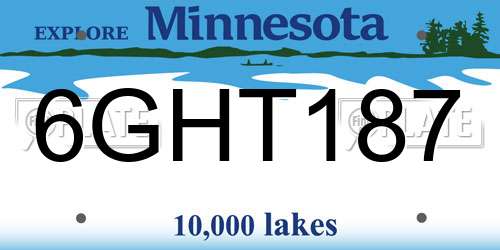 6GHT187 Minnesota License Plate