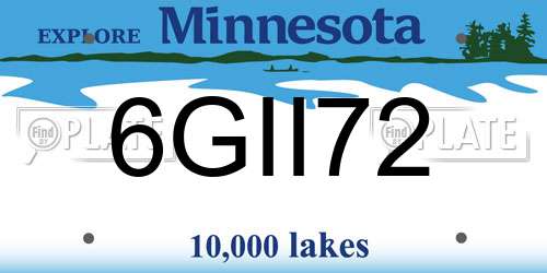 6GII72 Minnesota License Plate