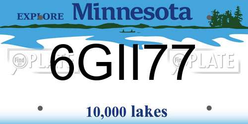 6GII77 Minnesota License Plate