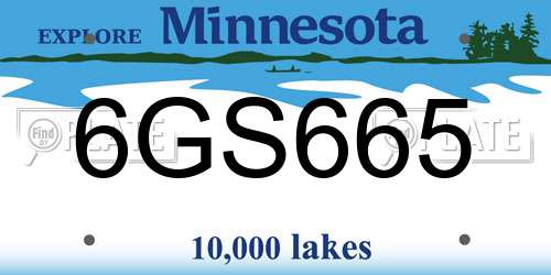 6GS665 Minnesota License Plate