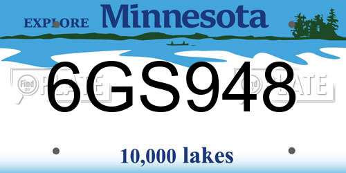 6GS948 Minnesota License Plate