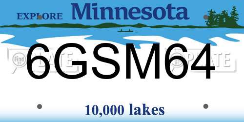 6GSM64 Minnesota License Plate