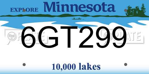 6GT299 Minnesota License Plate
