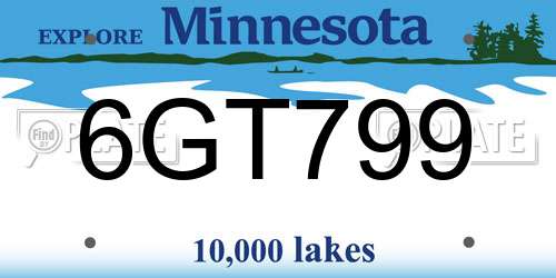6GT799 Minnesota License Plate