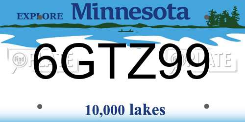 6GTZ99 Minnesota License Plate