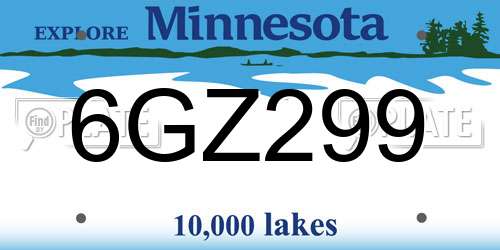 6GZ299 Minnesota License Plate
