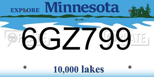 6GZ799 Minnesota License Plate