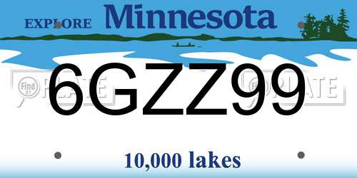 6GZZ99 Minnesota License Plate