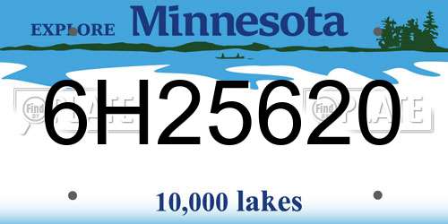 6H25620 Minnesota License Plate