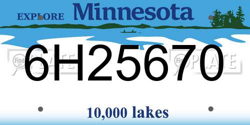 6H25670 Minnesota License Plate