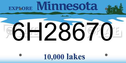 6H28670 Minnesota License Plate