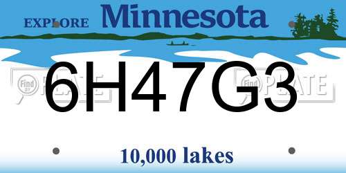 6H47G3 Minnesota License Plate