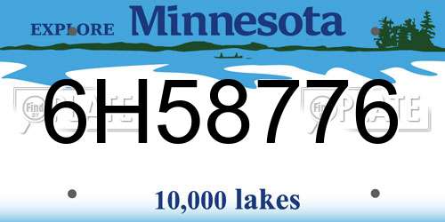 6H58776 Minnesota License Plate