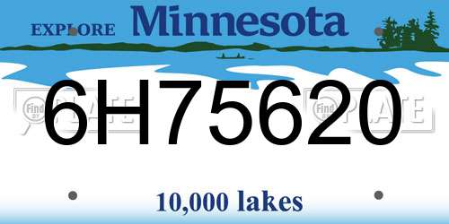 6H75620 Minnesota License Plate