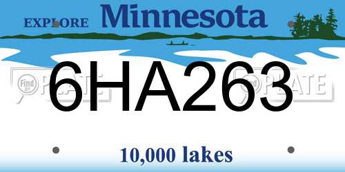 6HA263 Minnesota License Plate
