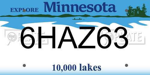 6HAZ63 Minnesota License Plate