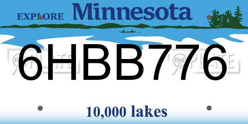 6HBB776 Minnesota License Plate