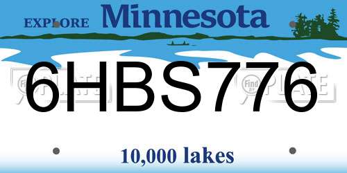 6HBS776 Minnesota License Plate