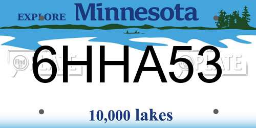 6HHA53 Minnesota License Plate