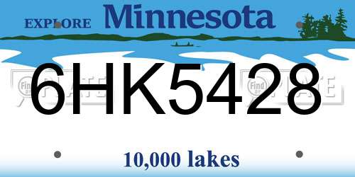 6HK5428 Minnesota License Plate