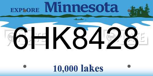 6HK8428 Minnesota License Plate