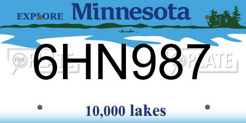 6HN987 Minnesota License Plate