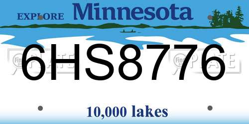 6HS8776 Minnesota License Plate