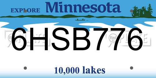 6HSB776 Minnesota License Plate