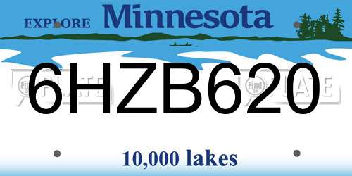 6HZB620 Minnesota License Plate