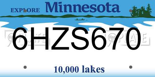 6HZS670 Minnesota License Plate