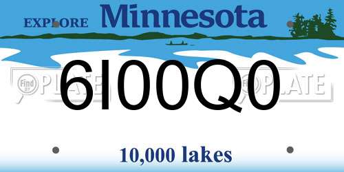 6I00Q0 Minnesota License Plate