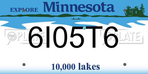 6I05T6 Minnesota License Plate