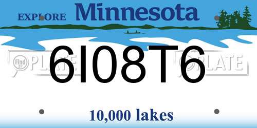 6I08T6 Minnesota License Plate