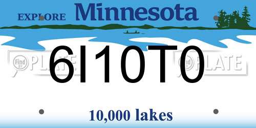 6I10T0 Minnesota License Plate