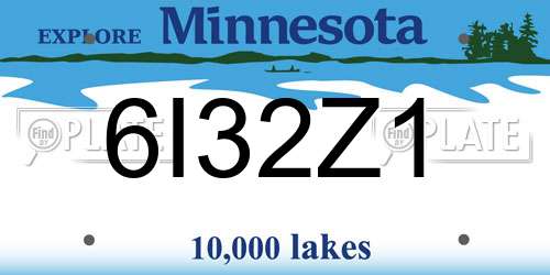 6I32Z1 Minnesota License Plate