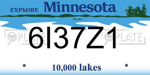 6I37Z1 Minnesota License Plate