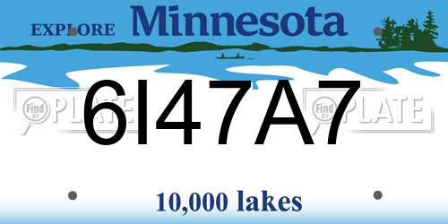 6I47A7 Minnesota License Plate