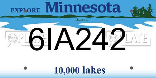 6IA242 Minnesota License Plate