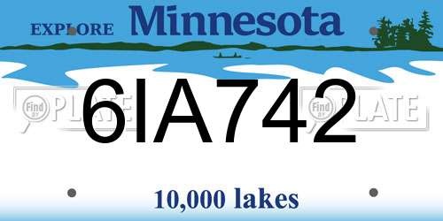 6IA742 Minnesota License Plate