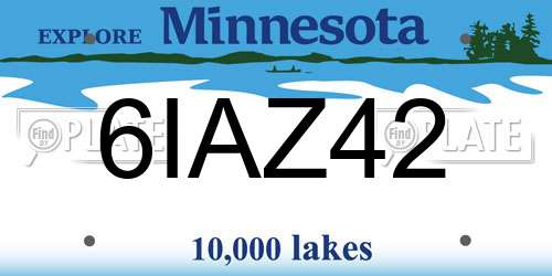 6IAZ42 Minnesota License Plate