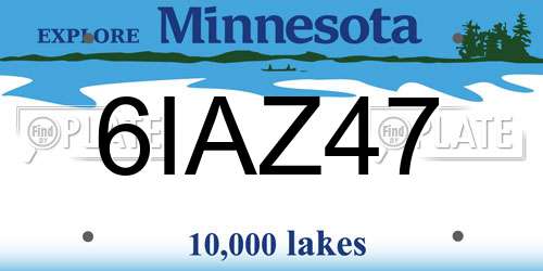6IAZ47 Minnesota License Plate