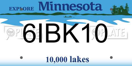 6IBK10 Minnesota License Plate