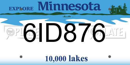 6ID876 Minnesota License Plate