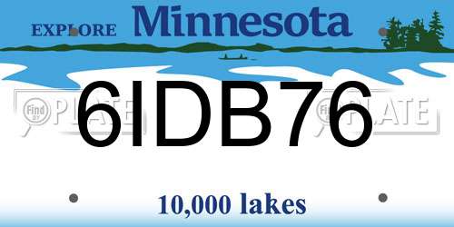 6IDB76 Minnesota License Plate