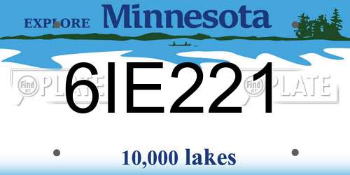 6IE221 Minnesota License Plate