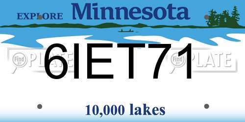 6IET71 Minnesota License Plate