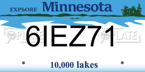 6IEZ71 Minnesota License Plate