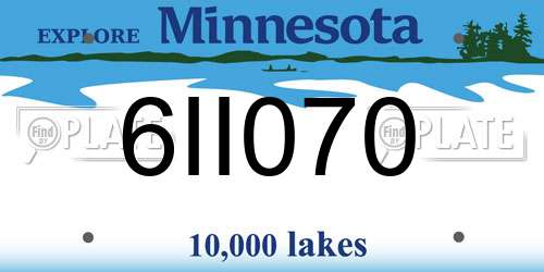 6II070 Minnesota License Plate