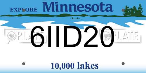 6IID20 Minnesota License Plate