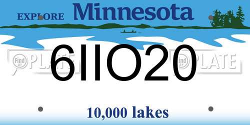 6IIO20 Minnesota License Plate